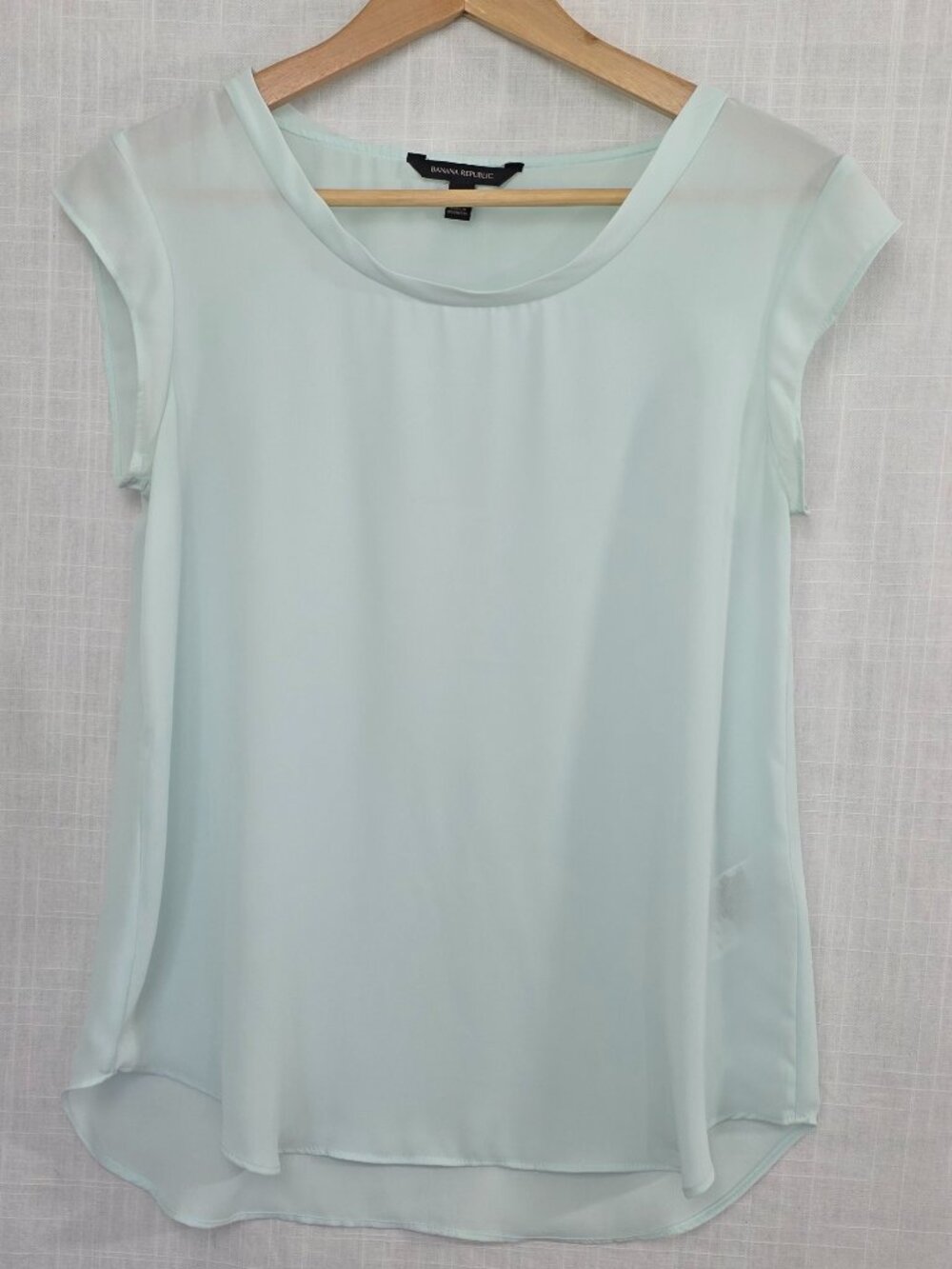Banana Republic Light Blue Sheer Cap Sleeve Blouse XS
